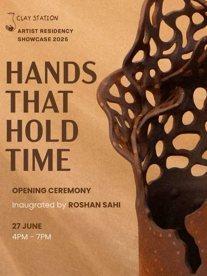 The residency culminates in a showcase event, like "Hands That Hold Time." We are proud to have our exhibitions inaugurated by esteemed figures in the art world, such as artist and educator Roshan Sahi.