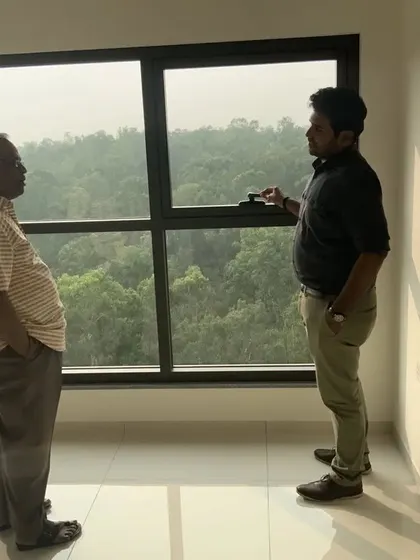 Our Principal Architect conducting a quality inspection for a client's apartment before handover from the builder. We provide consultation services to ensure the final product meets all quality and design standards.
