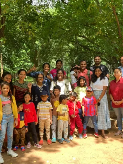 The happy faces of our Green Panther tribe after a fulfilling Story Time in Nature session.