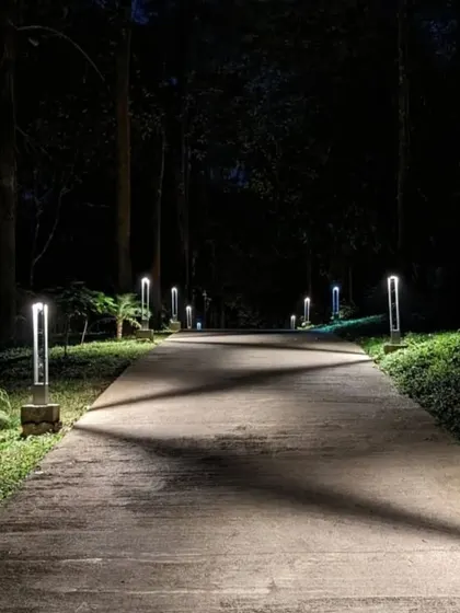Strategic garden lighting transforms this pathway into a magical nightscape. I use lighting to not only ensure safety but also to highlight the textures and shapes of the landscape after dark, extending its beauty around the clock.