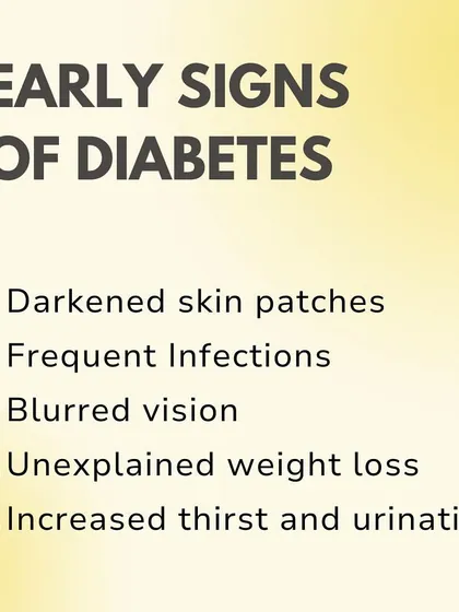 Early detection of diabetes is key. This infographic lists five early signs to watch out for, like darkened skin patches and frequent infections, reminding you to be proactive about your health.