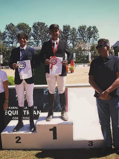 Celebrating our champions at the Karnataka State Equestrian Competition. We are thrilled to see so many of our riders, like Siddharth and Dishant, earn gold and silver medals for their hard work.
