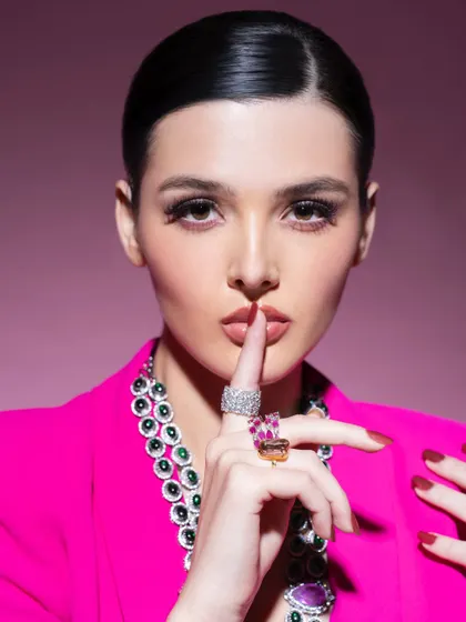 Bold, confident, and unapologetic. This is a perfect example of my high-fashion work, where we use strong color palettes, striking poses, and luxurious accessories to create an image that stops the scroll.