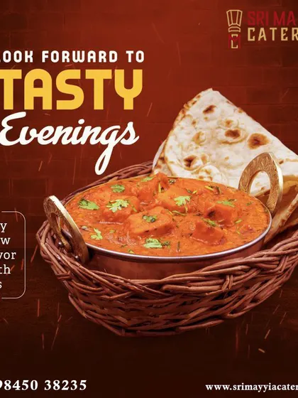 Look forward to tasty evenings with our North Indian specialties. This image features a rich paneer curry served with soft roti in a traditional basket.