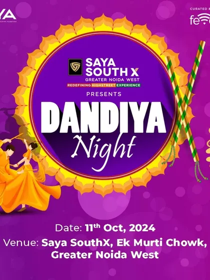 A call to join us for the Biggest Dandiya Night of 2024. This event is an opportunity for the community to come together and celebrate at our upcoming landmark, Saya SouthX.
