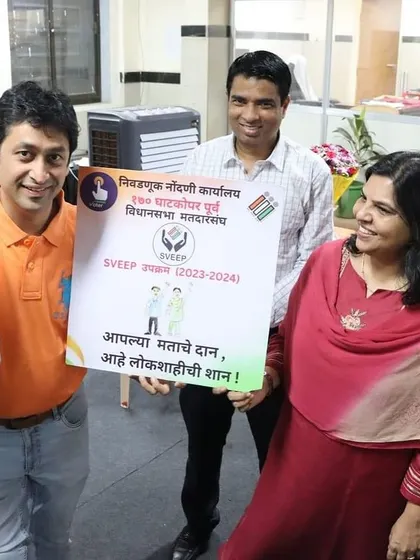 Posing with officials from the Election Commission during our voter awareness drive. It was great to see such a positive response from the public.