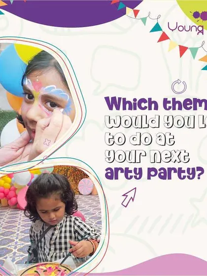 Which theme would you love for your next party? This graphic showcases some of our fun activities like face painting and personalized crafts, inviting you to imagine your own perfect celebration.