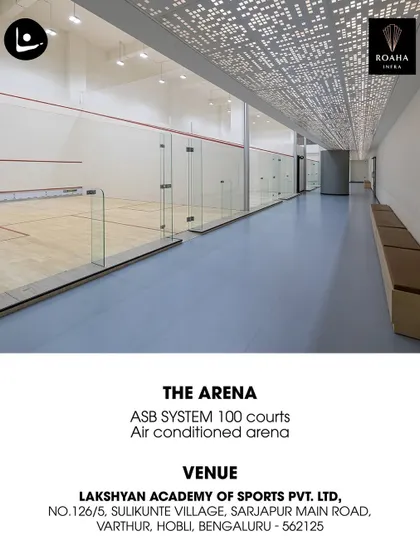 Our air-conditioned arena with ASB System 100 squash courts, ready for the next tournament.