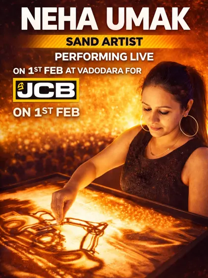 This poster was for my performance telling the story of JCB's journey in Vadodara. Corporate storytelling is one of my key services.