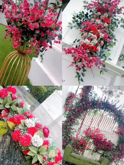 A collage showcasing our love for flowers. From grand floral arches to intricate vase arrangements, we use blooms in every shape and colour to bring magic to your event.