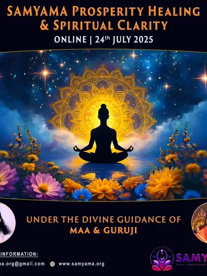 An announcement for our online session on Prosperity Healing and Spiritual Clarity. This graphic details how we guide participants through a two-hour journey to shift inner energy, unlock life path clarity, and align with divine abundance, complete with distant healing meditations.