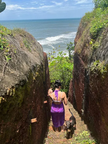 Walking down a hidden path to the sea with a new friend. Adventures like this remind me to stay open and curious. Life is all about the journey, not just the destination.