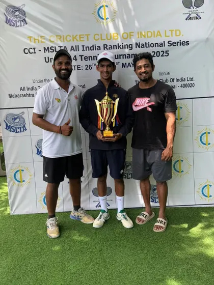 Celebrating a huge victory. I am with Dhruv Sehgal after he won the U-14 National Series singles event in Mumbai. His hard work and commitment paid off on the biggest stage.