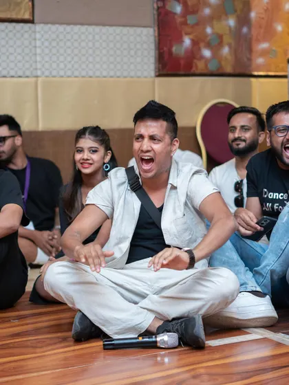 The joy and passion of learning from the best. This candid photo captures the excitement of our team during the Urbankiz certification course with international instructors JP and Stephy.