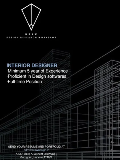 DRAW Design Research Workshop in Gurugram is hiring an Interior Designer.