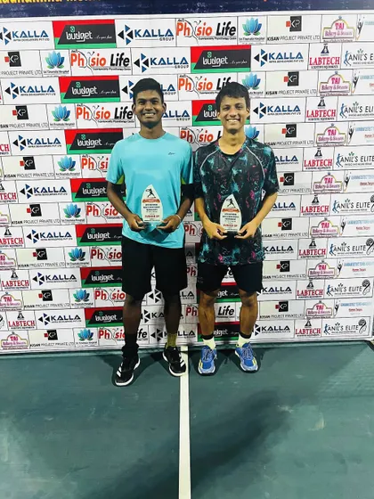 Our doubles finalists at the 2.5 lac Men's tournament. The experience of playing in high-stakes matches is invaluable.