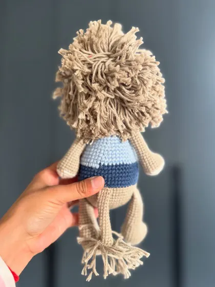 A look at the fluffy, hand-tied mane of our Toto the Lion toy. It's this attention to detail that brings our crochet friends to life.
