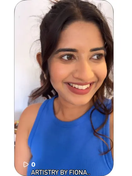 A close-up of the "no-makeup" makeup look I created for a pre-wedding shoot. The focus is on healthy, glowing skin and enhancing her natural features.