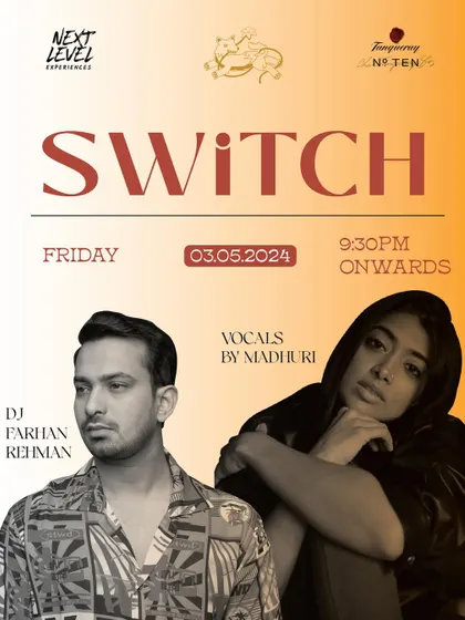 Announcing our SWITCH lineup featuring vocalist Madhuri and DJ Farhan Rehman from Mumbai. I love bringing in talent from other cities to keep the experience fresh.