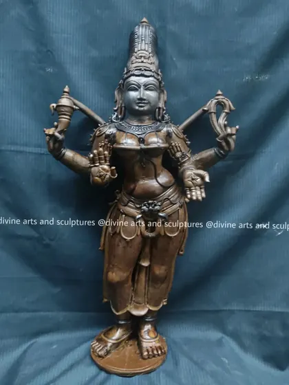 Another angle of the Bhuvaneswari wax model, showing the full figure and the careful attention to her divine posture and traditional attire.