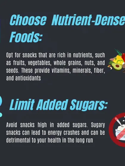 Smart snacking starts with choosing nutrient-dense foods like fruits and nuts. It's also important to limit snacks that are high in added sugars to avoid energy crashes.