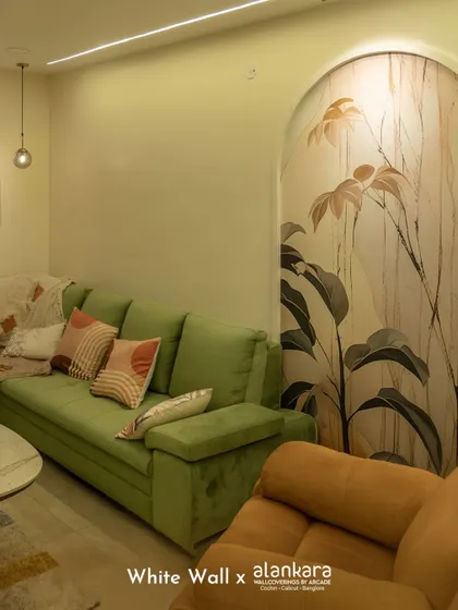 Here, a section of the botanical wallpaper is framed within a custom wall arch, treating it like a piece of fine art. This technique adds architectural interest and draws attention to the beauty of the design.
