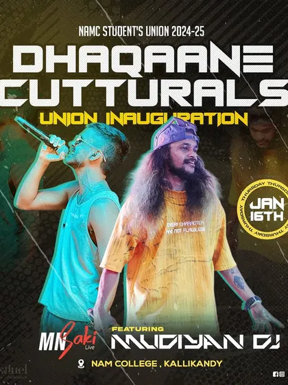 The poster for the "Dhaqaane Cutturals" union inauguration at NAM College.