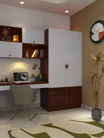 A duplicate of ID 186, focusing on the compact and efficient design of the study-cum-storage unit.