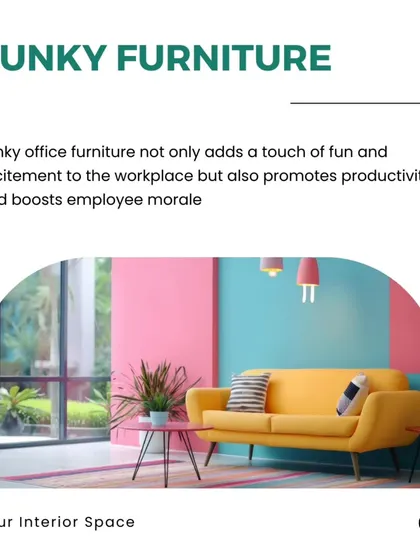 Don't be afraid to use funky furniture in your office. A colorful sofa can boost morale and add a touch of fun to the workspace.