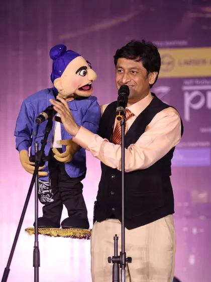 Performing with Chotu Singh at NIT Trichy. I love performing for college audiences; their energy and sharp wit keep me on my toes.