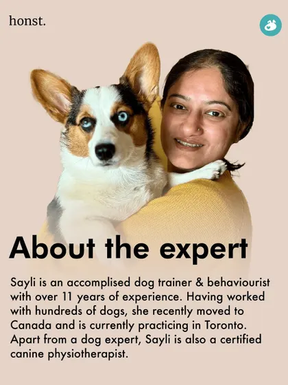 Meet Sayli, a certified canine physiotherapist and experienced dog trainer. With over 11 years of experience, she brings a wealth of knowledge to our first-of-its-kind physiotherapy class for pet parents.