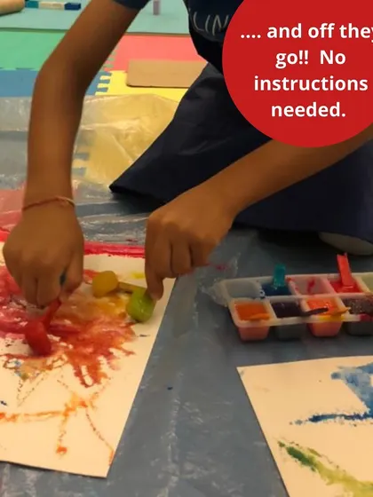 Our sensory play stations are all about hands-on exploration. This collection shows the variety of materials and setups we use for our messy play activities, from making different kinds of animal poo to painting with ice.