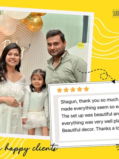 "You made everything seem so easy." This review from a lovely family at their baby shower is exactly what we aim for: a beautiful, stress-free celebration.