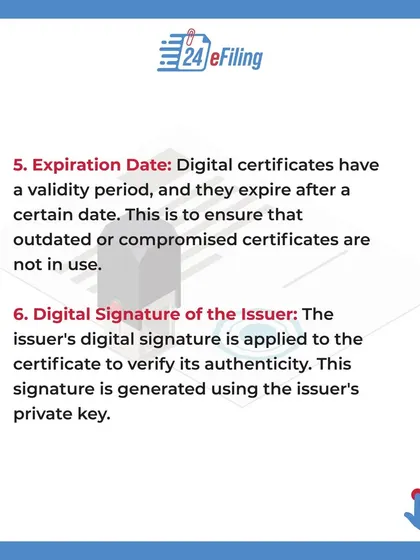 A DSC has an expiration date to ensure outdated certificates are not in use. It also contains the digital signature of the issuer, which verifies the authenticity of the certificate itself.