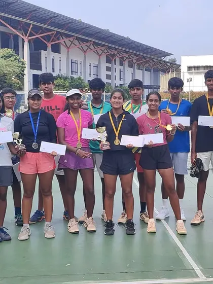 The full contingent of our players who represented their school at the CBSE Clusters South Zone competitions, bringing back a haul of medals and trophies.