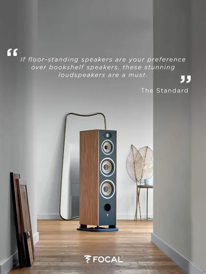 I also work with high end brands like Focal. This image showcases the Focal Ario Evo X floor standing speakers, which are renowned for their beautiful design and exceptionally clear, natural sound.