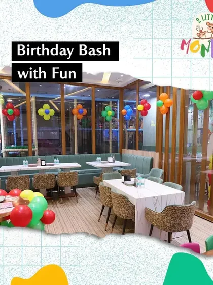 Our party area is designed for a birthday bash with fun. The comfortable seating and festive balloon decorations create the perfect atmosphere for a celebration.