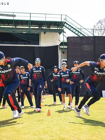 The RCB women's team goes through intense agility drills on our field, demonstrating the level of fitness required at the highest level.