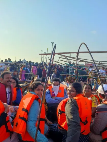 The practice of yoga extends beyond the mat into shared spiritual experiences. I lead dedicated groups on yatras, or pilgrimages, to sacred events like the Kumbh Mela, combining daily practice with profound cultural and spiritual immersion.