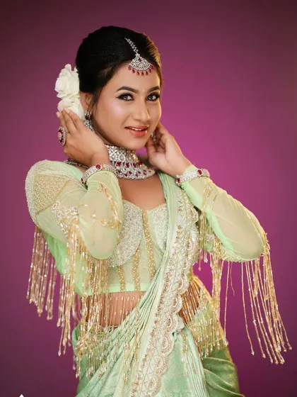 A happy and bright portrait, showing how the makeup enhances the model's smile.