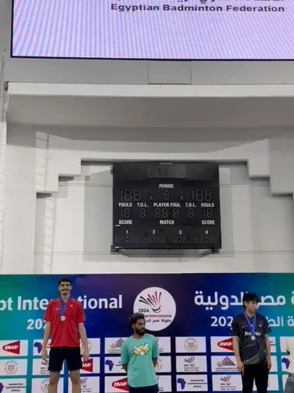 Raghu Mariswamy on the top of the podium after winning gold at the Egypt International Series. A proud moment for the academy.