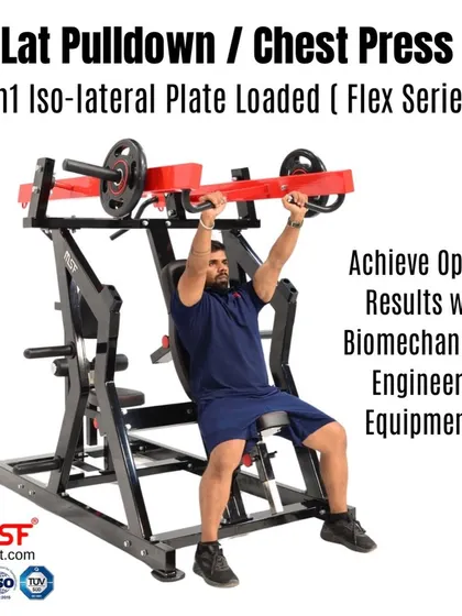 A user performing an iso-lateral chest press on the 2-in-1 machine, ensuring balanced muscle development.