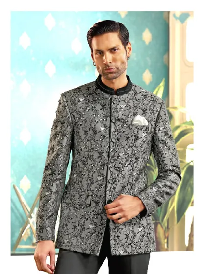 Command attention in every room with this stunning textured bandhgala. We designed this piece to blend regal elegance with a modern edge, making it a perfect choice for sangeets, receptions, or any evening where you want to make a lasting impression.