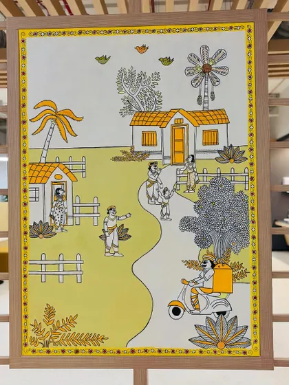 Another shot of the Amazon canvas, showing the clean lines and detailed illustrations that bring the village scene to life.