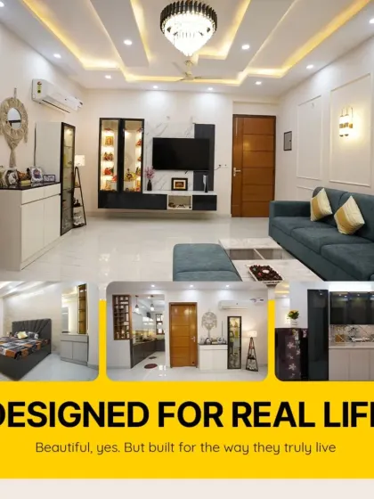 Designed for real life. This collage gives a complete overview of a client's home, from the living room and bedroom to the kitchen, showing how we build beautiful yet practical spaces for the way families truly live.