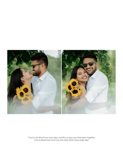A simple yet powerful album layout with two joyful images and a heartfelt quote about loving each other every single day.