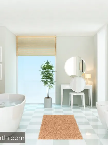 A 3D render of a luxury bathroom, featuring a freestanding bathtub, a minimalist vanity, and ample natural light. This shows our capability in designing serene and spa-like bathrooms.