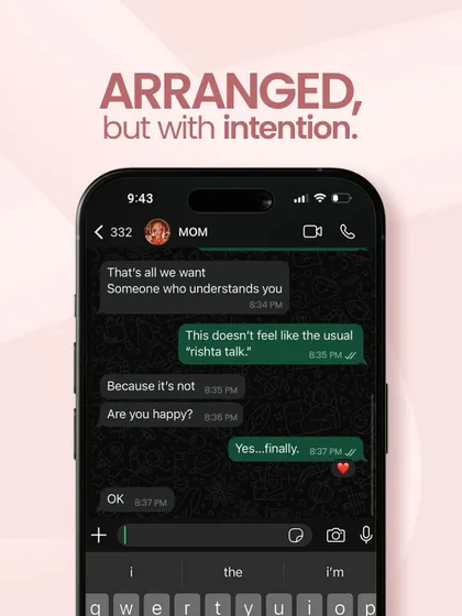 "This doesn't feel like the usual rishta talk." "Are you happy?" "Yes... finally." This is what an arranged match with intention feels like: a connection that is respectful, understanding, and brings peace.