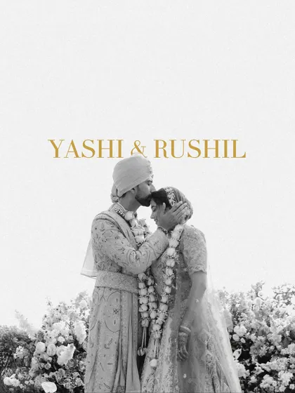 A beautifully designed graphic overlay on a tender black and white portrait. The groom's loving gesture and the elegant typography make this a timeless keepsake.