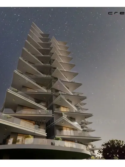 'A New High' is our conceptual design for a residential skyscraper. The project explores a dynamic facade with staggered, angular balconies that give each apartment a unique private terrace and a distinct architectural identity.